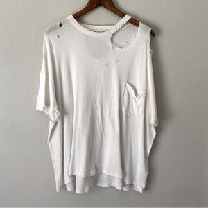 We The Free Distressed White Short Sleeve Tee Size Medium